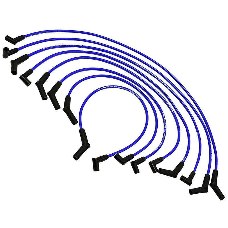 A-Team Performance Silicone Spark Plug Wire Set - High-Temp Silicone Wire with 90-Degree Distributor & 45-Degree Boots - Compatible with Ford SBF 221-351W Engines - 8 Pack, Blue, 8.0mm - Image 4
